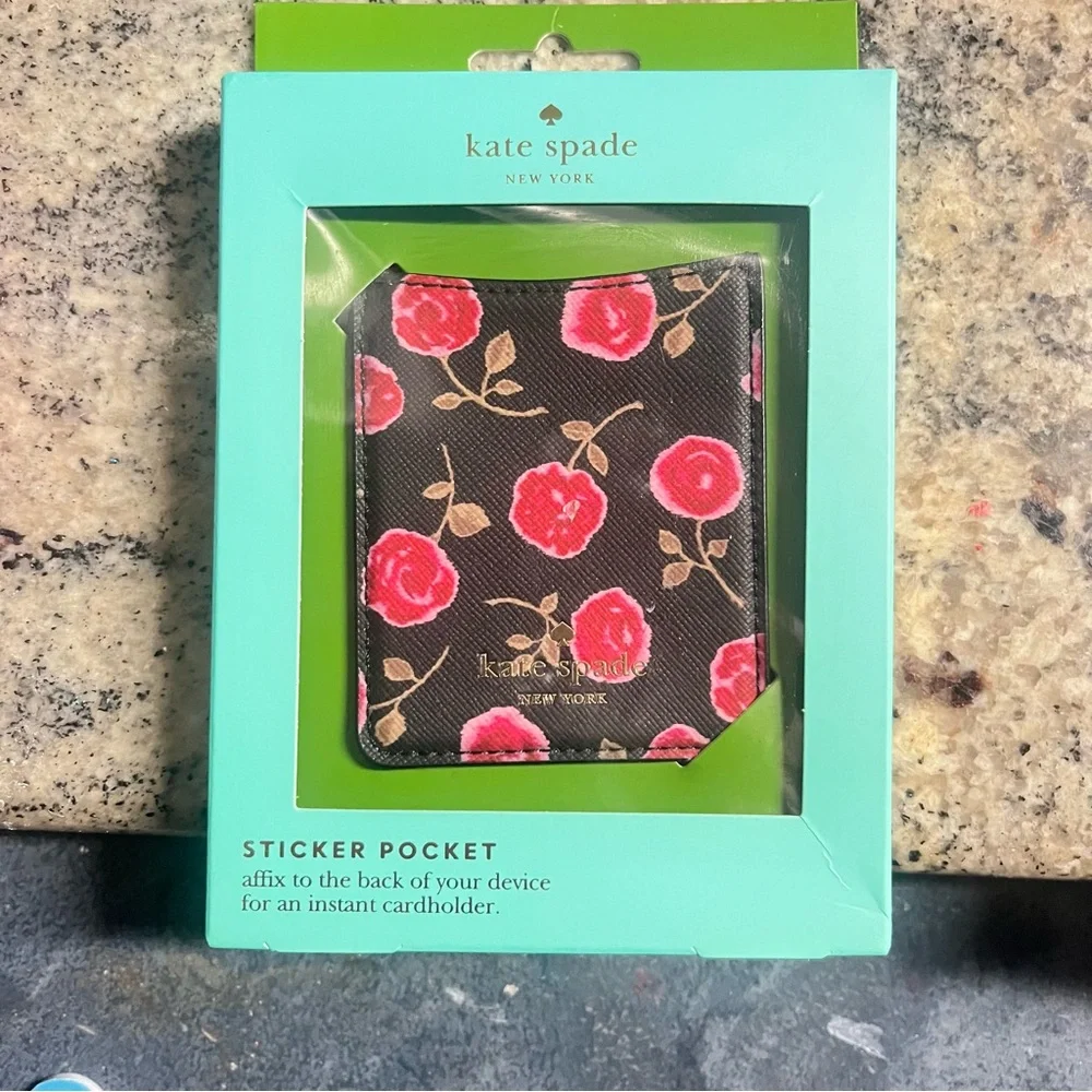 Kate Spade Black Sticker Pocket with Ditsy Rose Print🌹🌹 - Picture 5 of 5